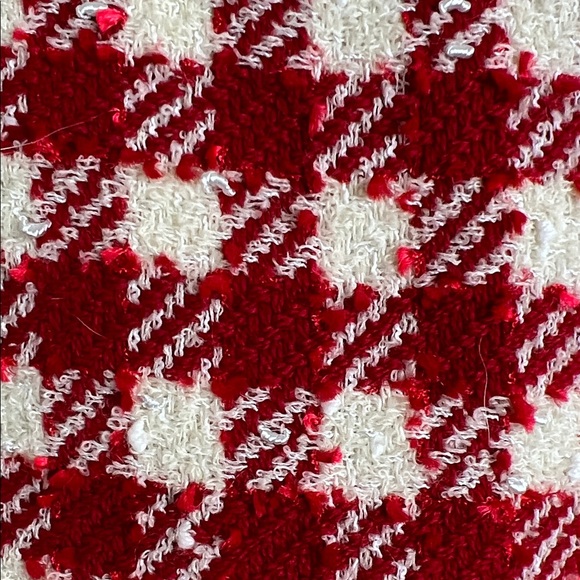 Alessandra Rich Plaid Tweed Red White Checked Mini Skirt Medium - Picture 5 of 11